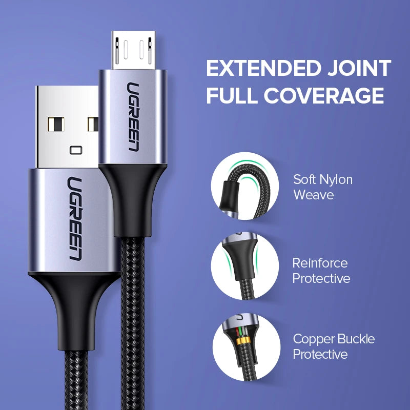 UGREEN Micro USB Cable Fast Quick Charger Cable USB to Micro USB 2.0 Android Charging Cord for Samsung Galaxy S7 S6 Note Wire