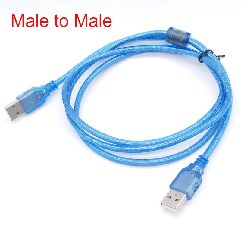 High Speed USB 2.0 Extension Cable 0.3M 1M 2M 3M 5M 10m Transparent Blue Male To Female / male USB Extension Cord Copper cable