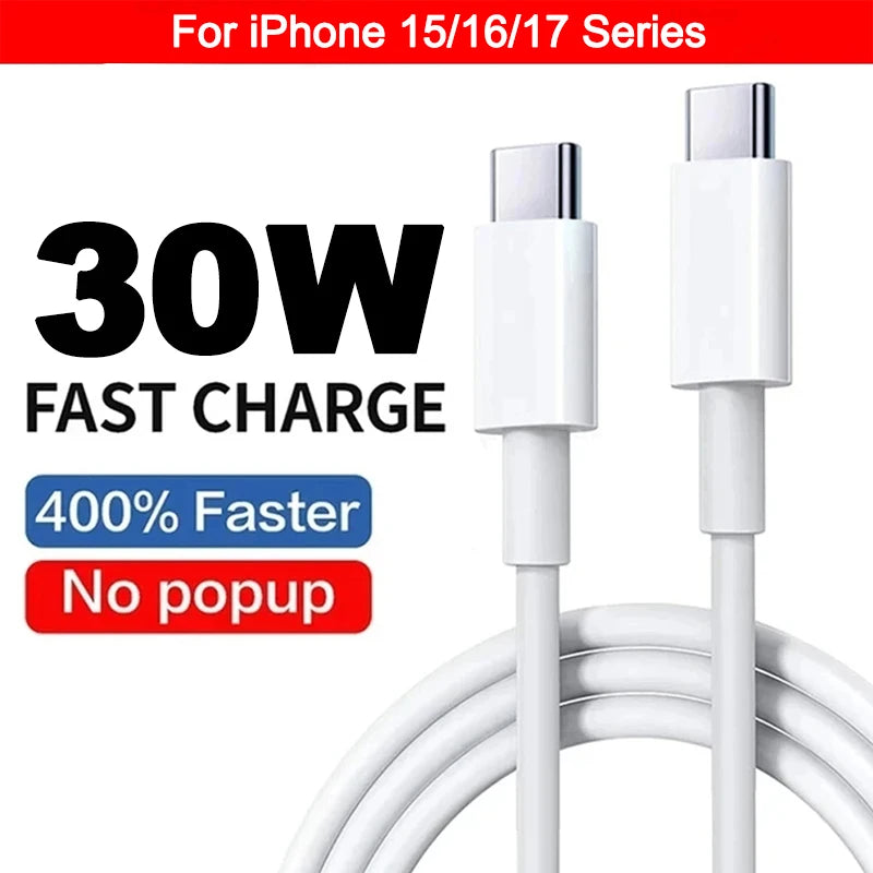 US EU Adapter PD 40W Fast Charger For Apple iPhone 15 13 12 11 14 17 16 Pro Max Type C Charger Charging Cable Phone Accessories