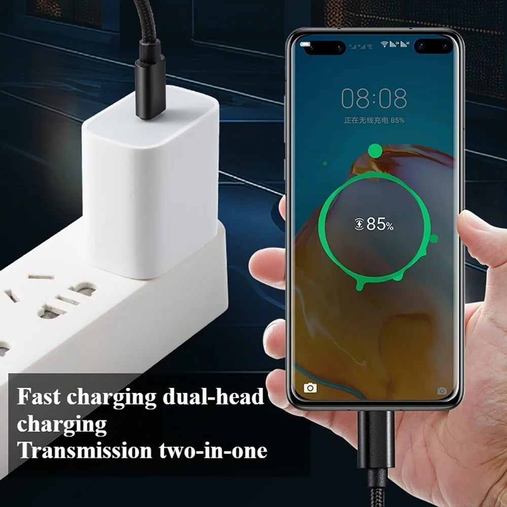 66W Nylon Braided USB C to C Cable Fast Charging 1m 2m 3m for iPhone 15 16 17 Pro Max Samsung S24 Xiaomi OPPO Phone Charger Cord