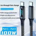 Fast Charge Cable LED Digital Display Nylon Cord Data Transmission