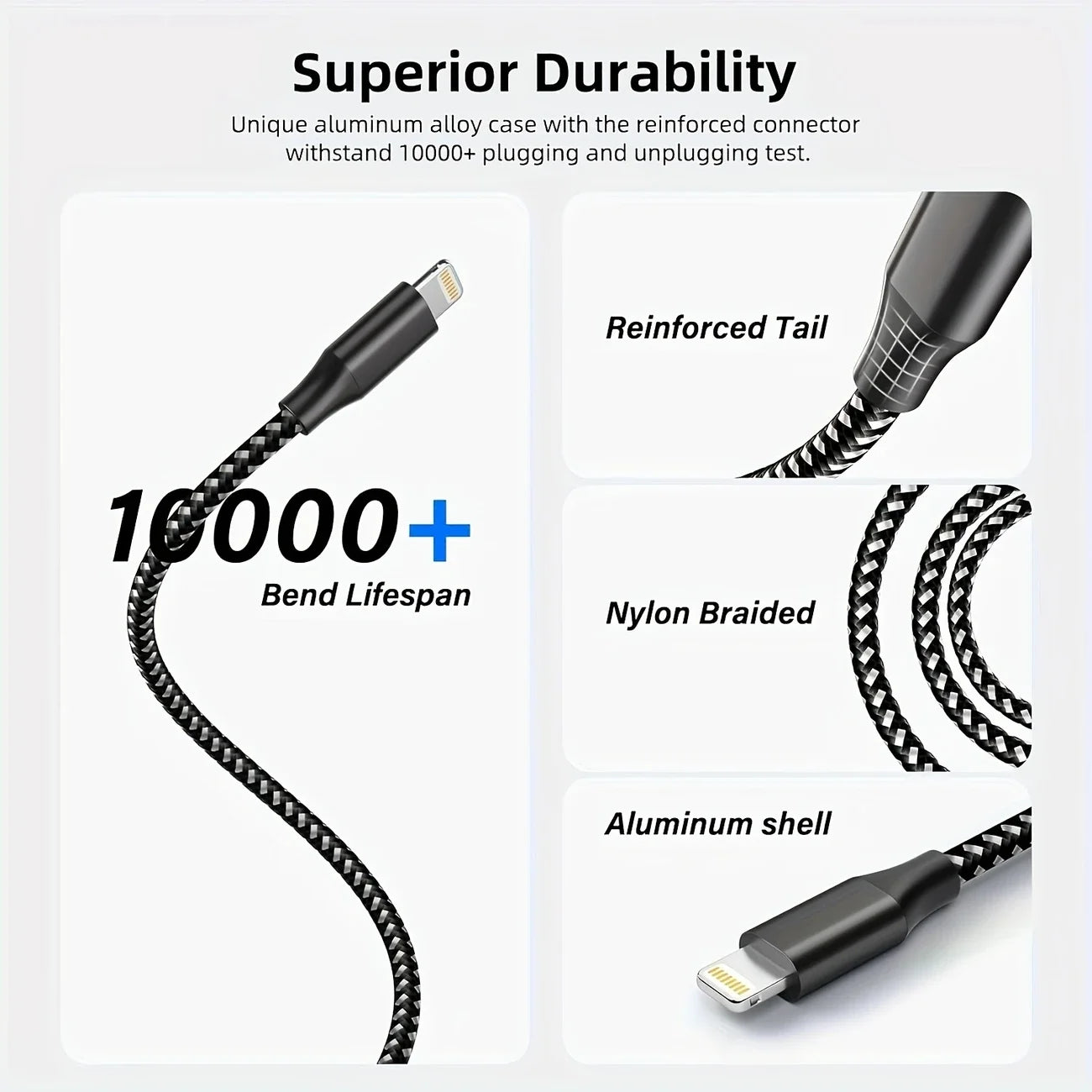 LAIHONEN MFi Certification 5pcs Charger Cable Nylon Braided Fast Charging for iPhone Cable Charger Fast, for iPhone 14 13 12 11