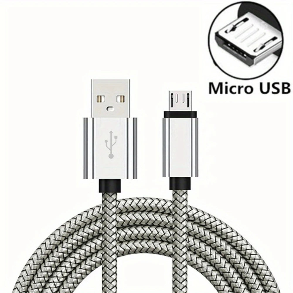 Micro USB Cable Data Sync 2A Fast Charging 1/3/5pcs Nylon Braided Charger Cable For Samsung Huawei HTC Android USB Micro Phone