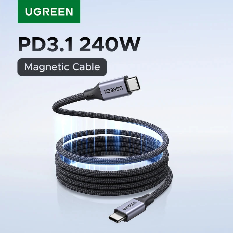 UGREEN USB C to USB C Cable 240W PD3.1 Fast Charging Magnetic Braided E-Marker Type C Cord for iPhone 17 16 MacBook iPad Samsung