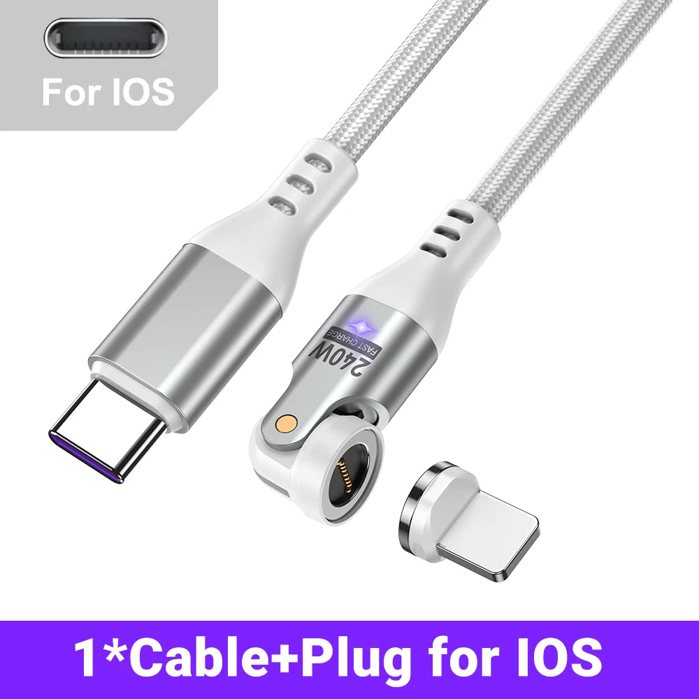 AUFU 240W Magnetic USB-C to USB-C Cable 5A Fast Charging Type C Cable For MacBook Samsung iPhone 16 15 USB-C Magnet Charger Cord