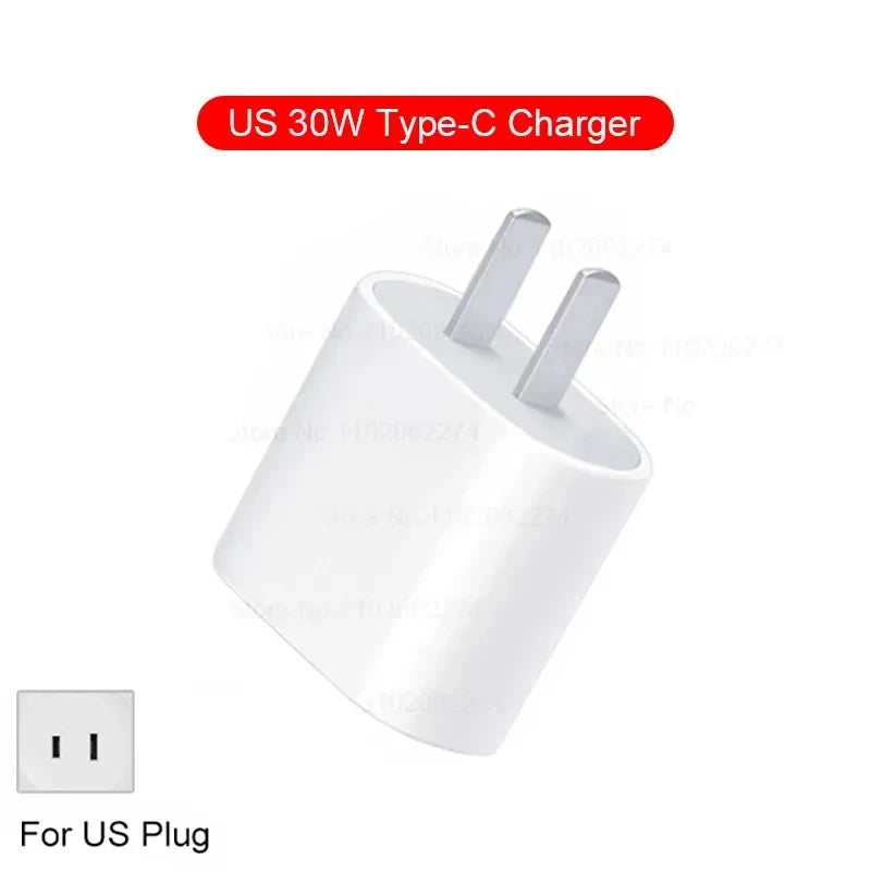 US EU Adapter PD 40W Fast Charger For Apple iPhone 15 13 12 11 14 17 16 Pro Max Type C Charger Charging Cable Phone Accessories