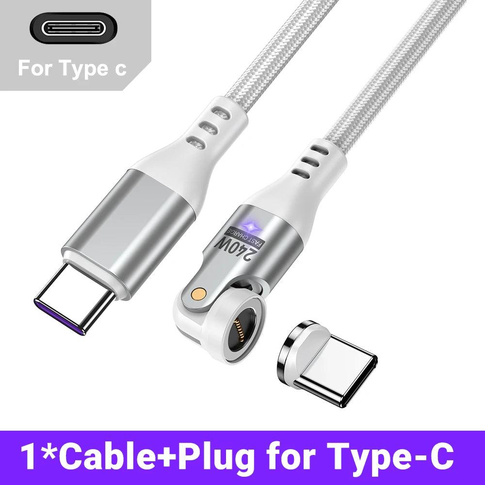 AUFU 240W Magnetic USB-C to USB-C Cable 5A Fast Charging Type C Cable For MacBook Samsung iPhone 16 15 USB-C Magnet Charger Cord