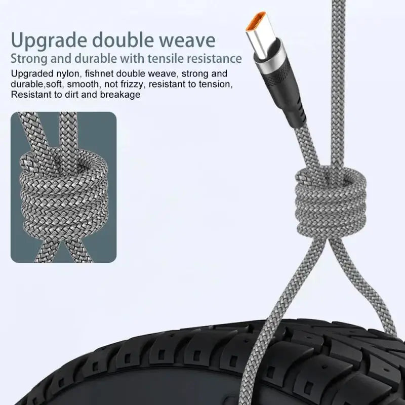 1/2/3/5/8m Extended 6A Super Fast Charging Extra Long Charging Cable USB Type C For iPhone Samsung Fully Compatible Data Cable