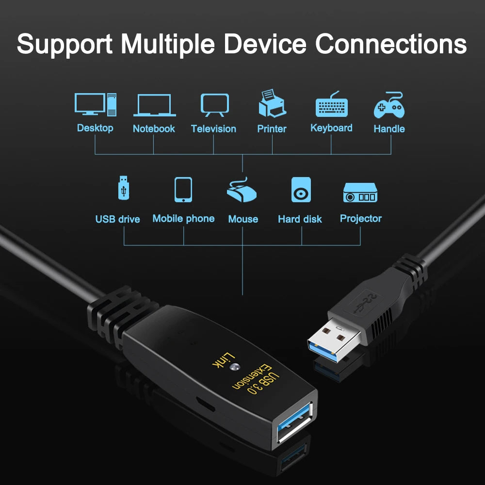 Active USB 3.0 extension cable 10M 5M USB 3.0 extension cord with booster amplifier USB 3.0 extender cable male to female