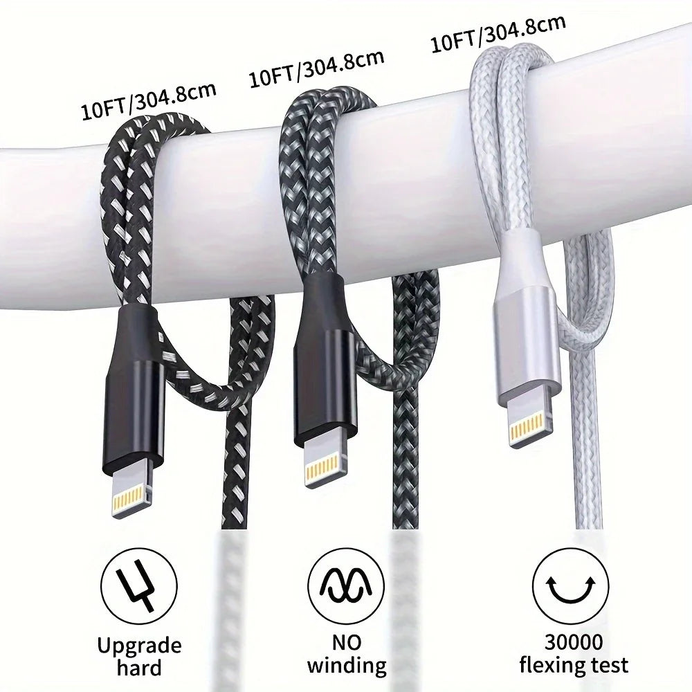 LAIHONEN MFi Certification 5pcs Charger Cable Nylon Braided Fast Charging for iPhone Cable Charger Fast, for iPhone 14 13 12 11