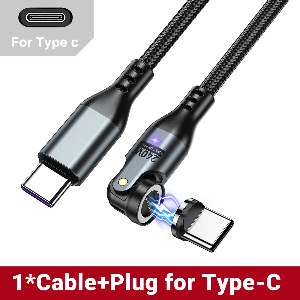 AUFU 240W Magnetic USB-C to USB-C Cable 5A Fast Charging Type C Cable For MacBook Samsung iPhone 16 15 USB-C Magnet Charger Cord