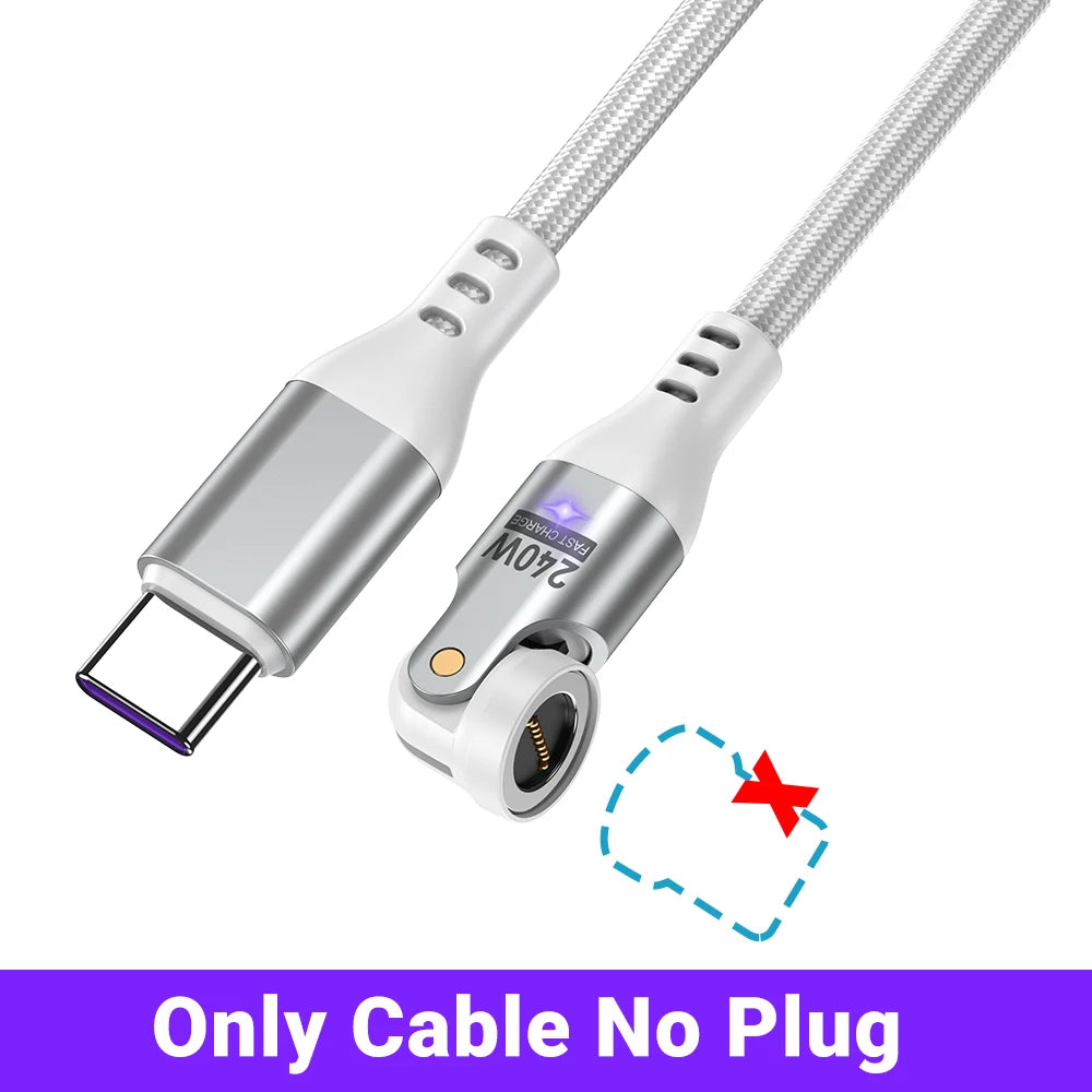 AUFU 240W Magnetic USB-C to USB-C Cable 5A Fast Charging Type C Cable For MacBook Samsung iPhone 16 15 USB-C Magnet Charger Cord