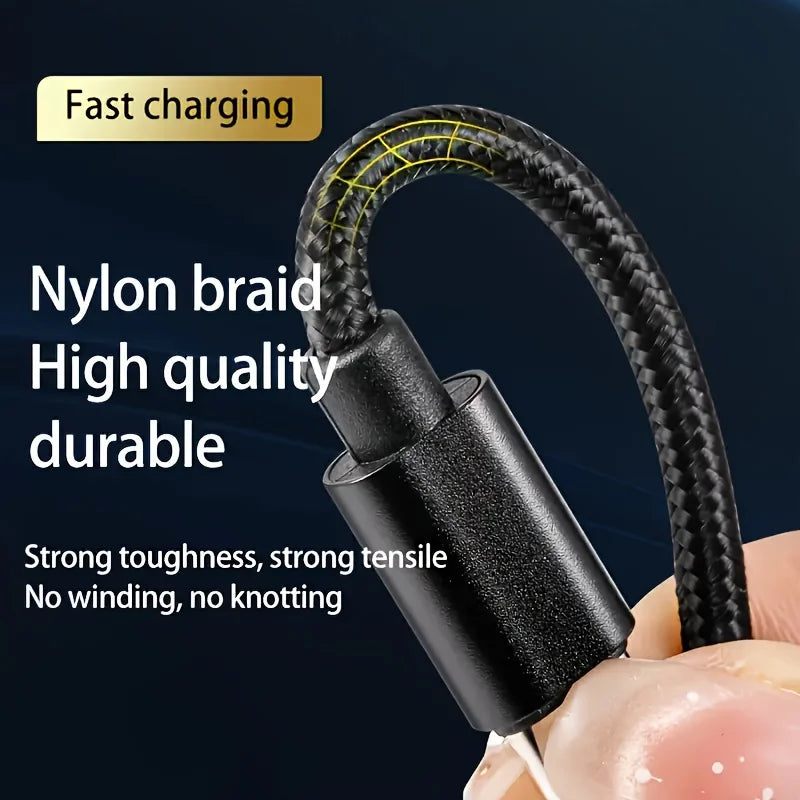 1/3PCS USB to Type C fast charging cable, suitable for braided charging cables of Android,Samsung, Redmi,and other mobile phones