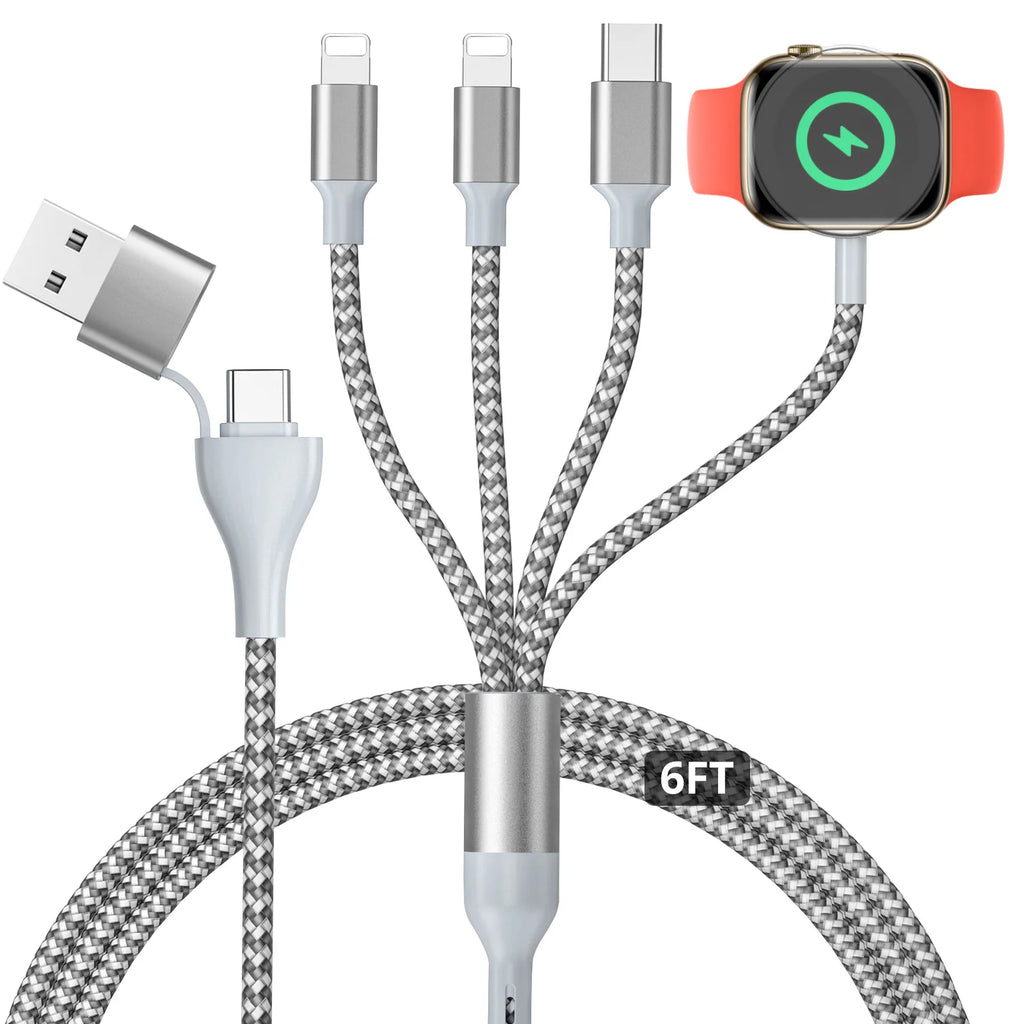 4 In 2 Magnetic Wireless Charger USB Type C Charging Cable Fast Charge for iPhone 15 /Apple iWatch 1-9 Ultra SE Watch Android