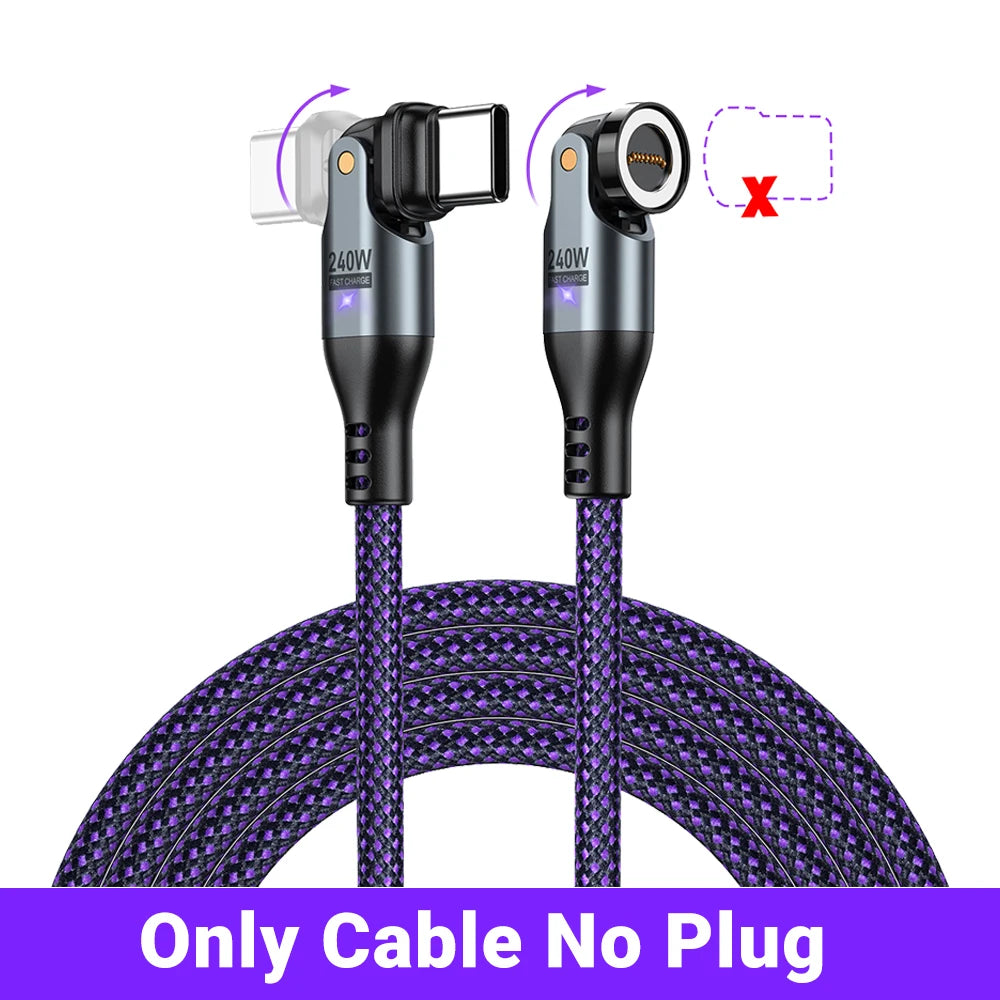 AUFU 240W Magnetic USB C To Type C Cable 100W 5A PD3.1 Fast Charging Wire For Macbook Laptop Mirco USB Magnet Charger Data Cord