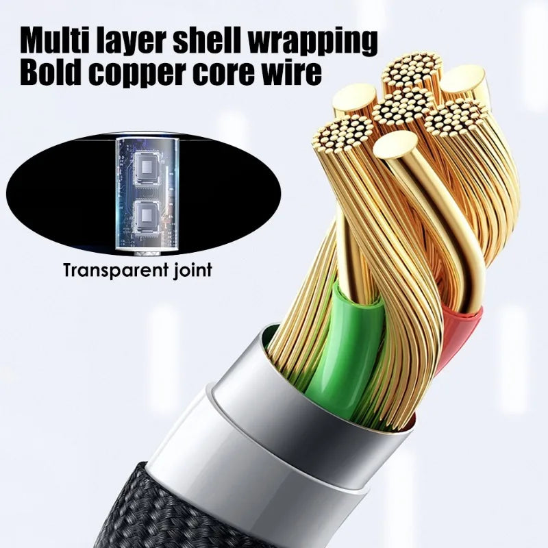 120W Type C Cell Phone Charging Cables Fast Charger USB A To Type C Nylon Braided Cord for Apple IPhone 16 15 Pro Max/16 15 Plus