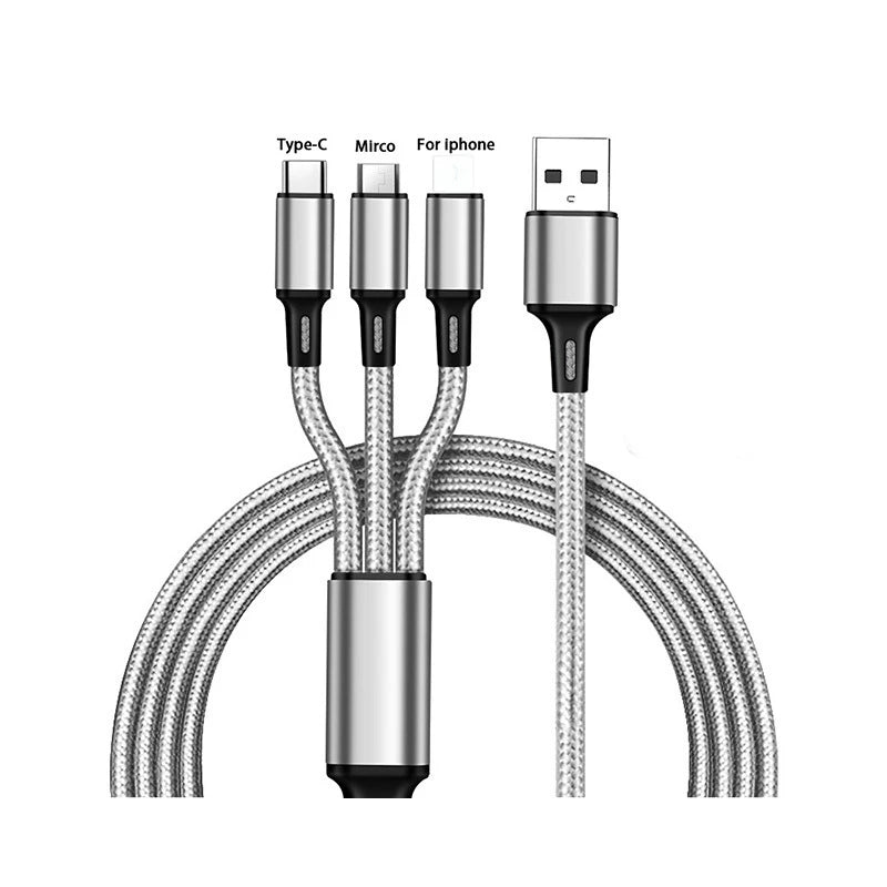 3 In 1 Micro USB Type C Charger Cable Multi Usb Port Multiple Usb Charging Cord Usbc Mobile Phone Wire For ios/Android/Type-C.