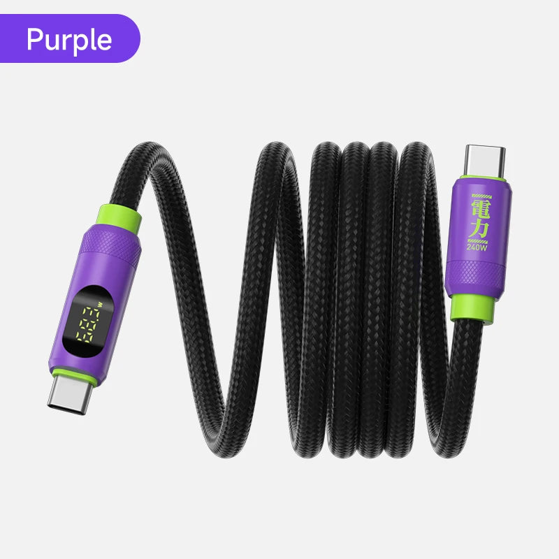 Hagibis Magnetic USB C to USB C Cable With LED Display USB C Charger Cable Type-c PD 240W Fast Charging Cord For iPhone 16/17