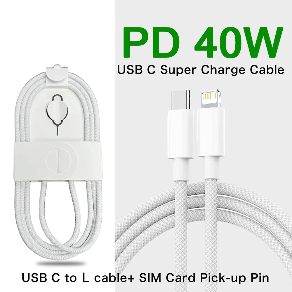 1-50Pcs 60W Type C Weaving Cable For Apple iPhone 14 13 12 11 15 17 16 Pro Max Plus USB C Fast Charging Cable Phone Accessories