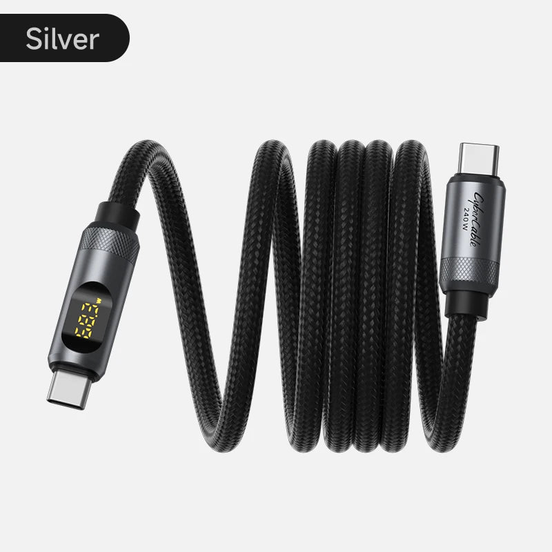 Hagibis Magnetic USB C to USB C Cable With LED Display USB C Charger Cable Type-c PD 240W Fast Charging Cord For iPhone 16/17
