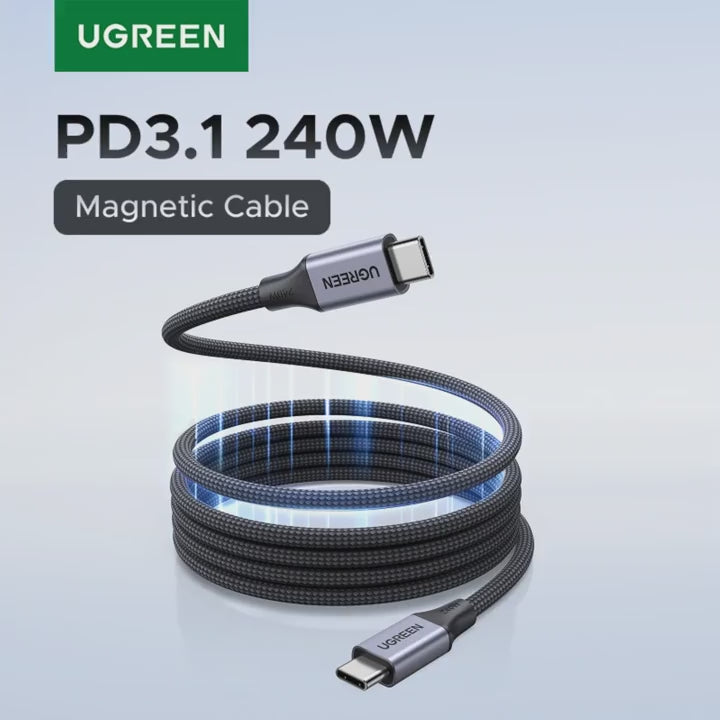 UGREEN USB C to USB C Cable 240W PD3.1 Fast Charging Magnetic Braided E-Marker Type C Cord for iPhone 17 16 MacBook iPad Samsung