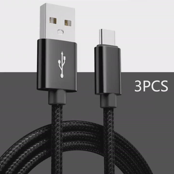 1/3PCS USB to Type C fast charging cable, suitable for braided charging cables of Android,Samsung, Redmi,and other mobile phones