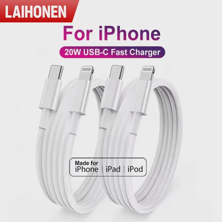 1-2PCS Original 20W PD USB Type C to Lighting Fast Charger Cable For Apple iPhone 14 13 12 11 Pro Max X XR 8 iPad Data Sync Line